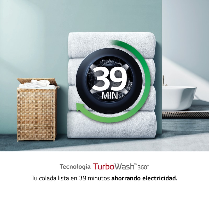 LG Lavadora inteligente  AI Direct Drive TM,<br> TurboWash 360º,  con autodosificación de detergente, 10,5kg, 1600rpm,<br> Clasificación Un 10% más eficiente que  A<br> Blanca, Serie 750, F6WV7510PRW