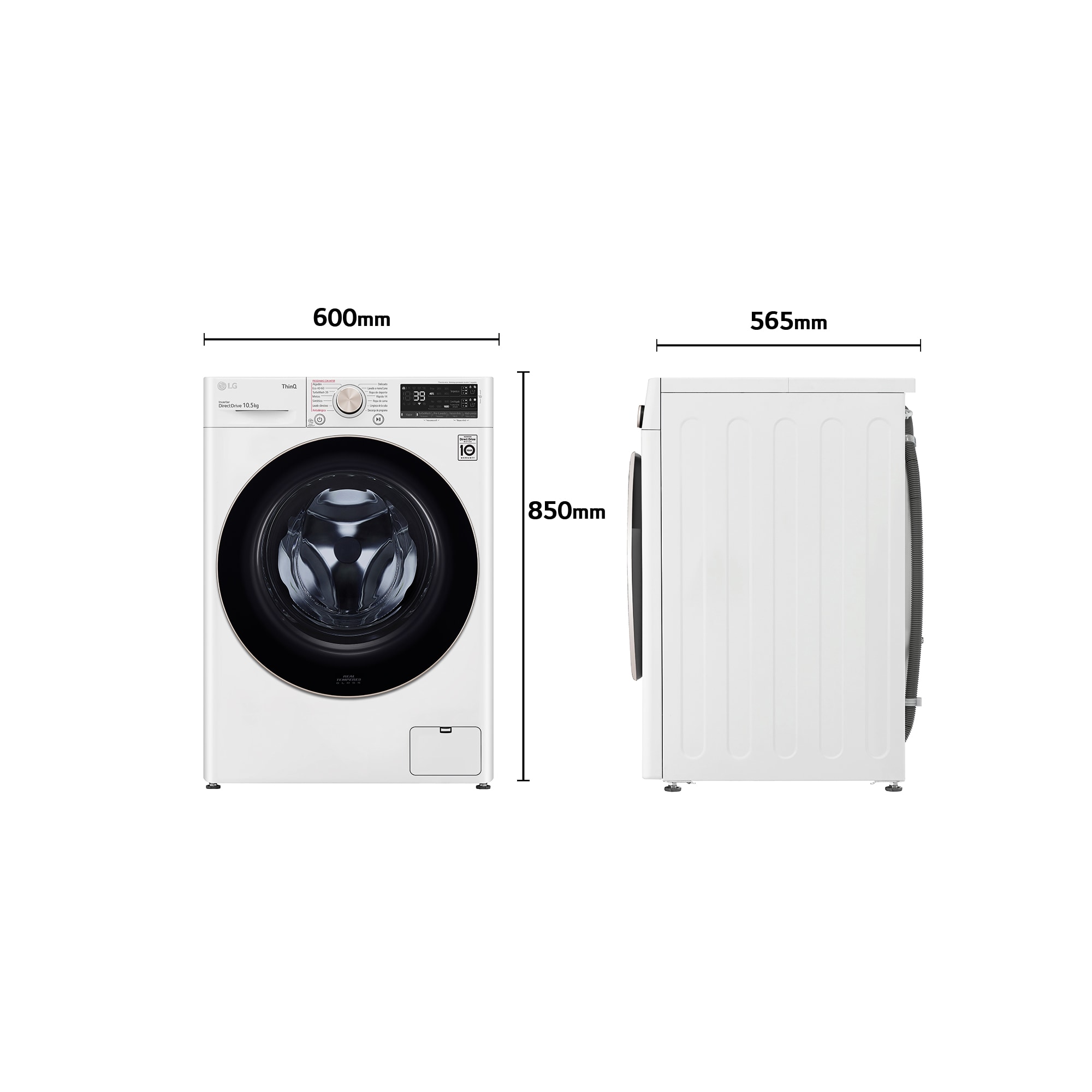 LG Lavadora inteligente  AI Direct Drive TM,<br> TurboWash 360º,  con autodosificación de detergente, 10,5kg, 1600rpm,<br> Clasificación Un 10% más eficiente que  A<br> Blanca, Serie 750, F6WV7510PRW