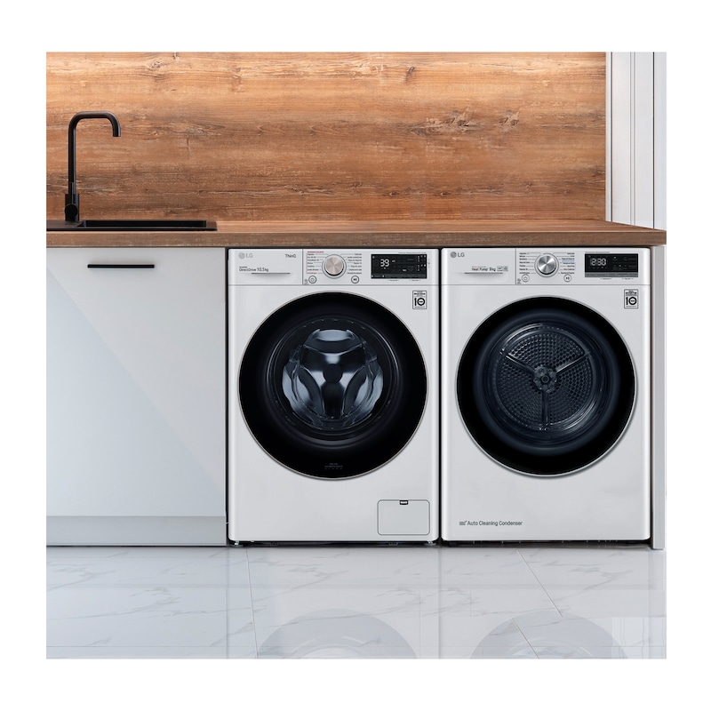 LG Lavadora inteligente  AI Direct Drive TM,<br> TurboWash 360º,  con autodosificación de detergente, 10,5kg, 1600rpm,<br> Clasificación Un 10% más eficiente que  A<br> Blanca, Serie 750, F6WV7510PRW