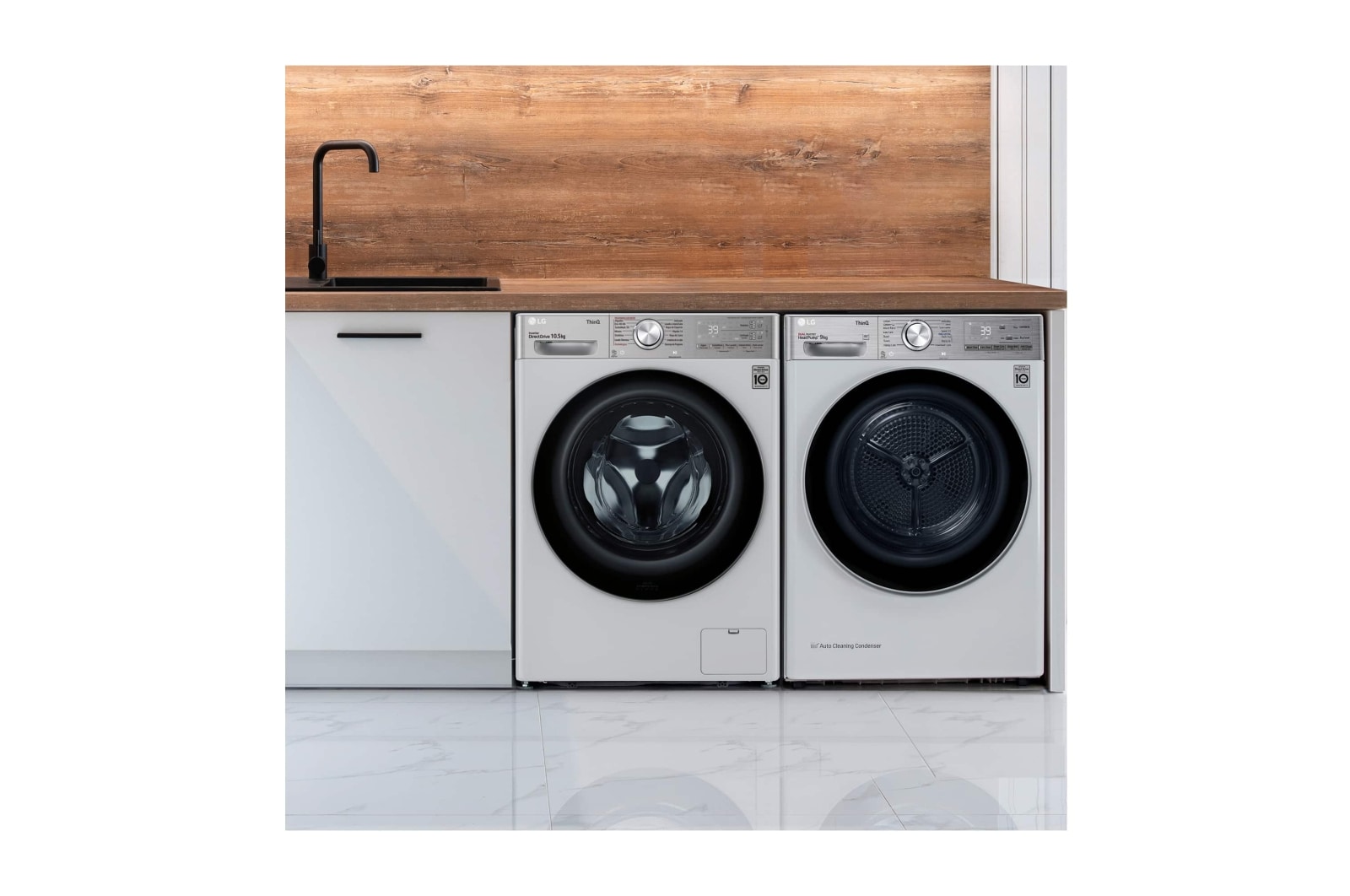 LG Lavadora inteligente AI Direct Drive con Autodosificador de detergente  10,5kg, 1600rpm, Clasificación A, Blanca, Serie 950, F6WV9510P2W