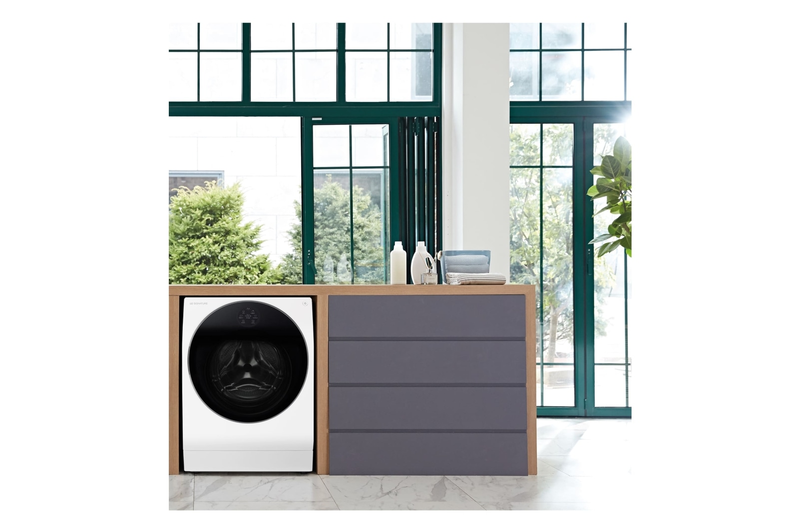 LG Lavasecadora LG SIGNATURE  con bomba de calor, Clase A lavado/A secado, 12kg lavado/7kg secado, 1.600 rpm, Blanca, LSWD100E