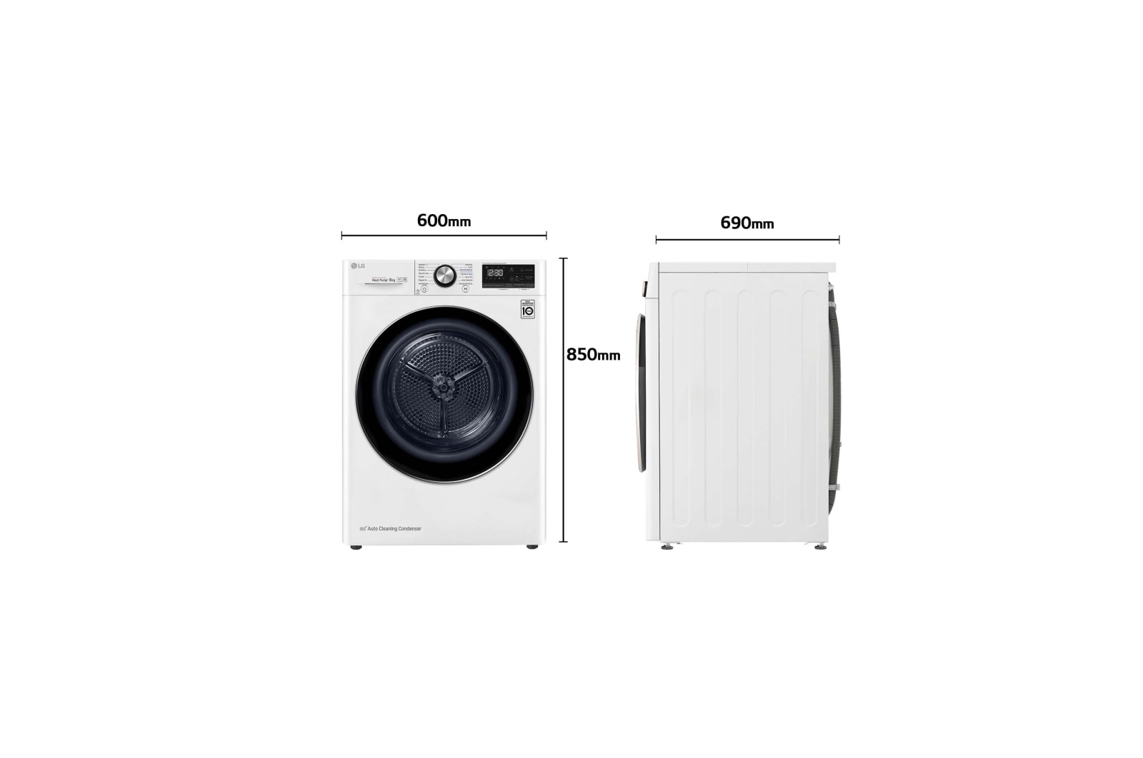 LG 8kg Dual Inverter Secadora con Bomba de calor Blanca A+++, RC80V9AV2W