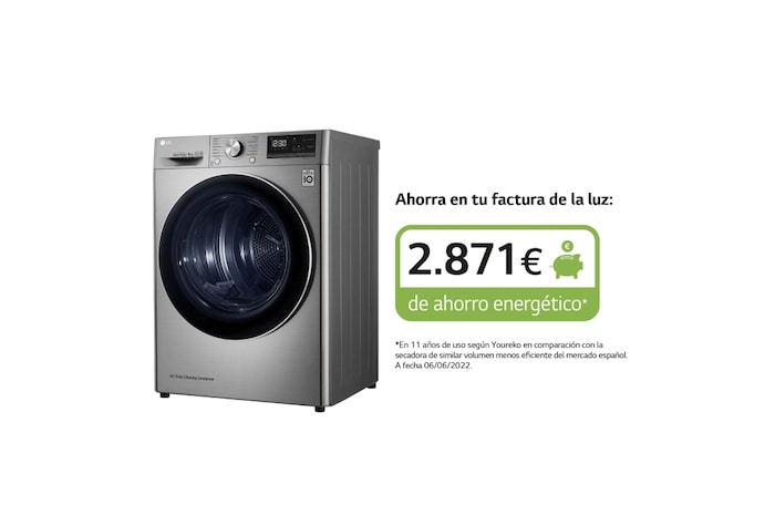 LG Secadora 9kg, C, con Bomba de calor Dual Inverter, Inox Antihuellas, Serie 900, RH90V9PV2N