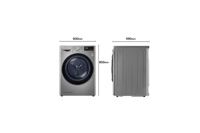 LG Secadora 9kg, C, con Bomba de calor Dual Inverter, Inox Antihuellas, Serie 900, RH90V9PV2N