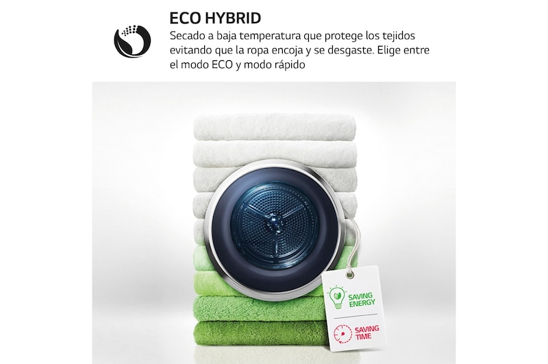 LG Secadora 8kg, C, con Bomba de calor Dual Inverter, Blanca, Serie 900, RH80V9AV4N