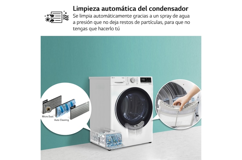 LG Secadora 8kg, C, con Bomba de calor Dual Inverter, Blanca, Serie 900, RH80V9AV4N