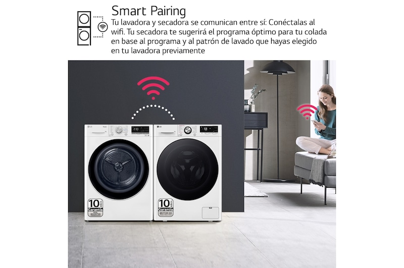 LG Secadora 8kg, C, con Bomba de calor Dual Inverter, Blanca, Serie 900, RH80V9AV4N