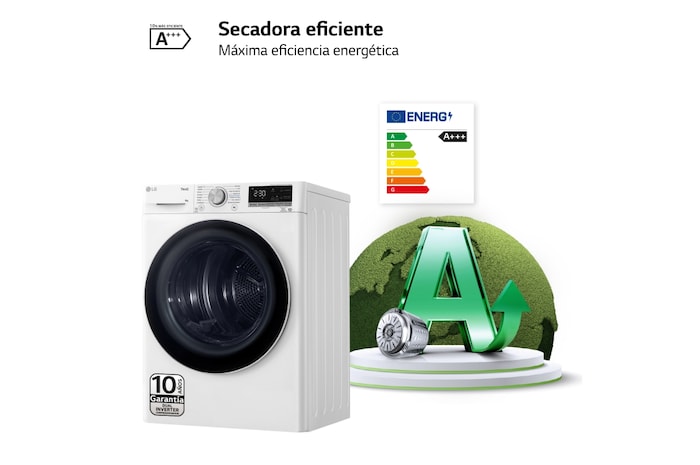 LG Secadora 8kg, C, con Bomba de calor Dual Inverter, Blanca, Serie 900, RH80V9AV4N