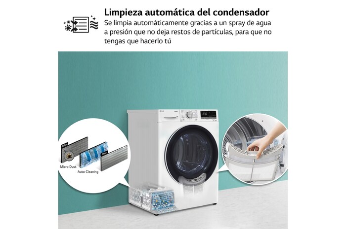 LG Secadora 8kg, C, con Bomba de calor Dual Inverter, Blanca, Serie 900, RH80V9AV4N