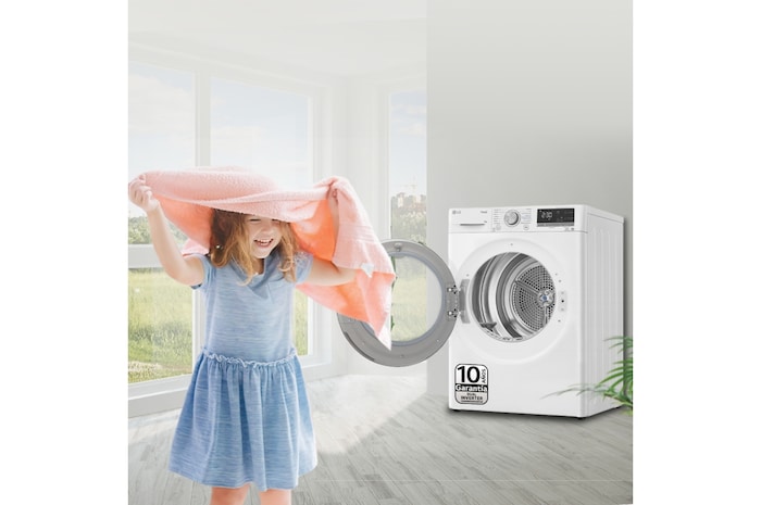LG Secadora 8kg, C, con Bomba de calor Dual Inverter, Blanca, Serie 900, RH80V9AV4N