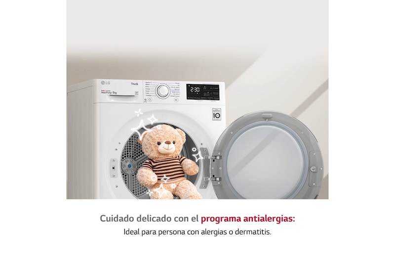 LG Secadora con Bomba de calor Dual Inverter, 9kg A++, Blanca, Serie 5, RH90V3AV0N