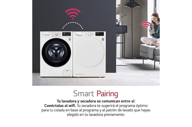 LG Secadora con Bomba de calor Dual Inverter, 9kg A++, Blanca, Serie 5, RH90V3AV0N