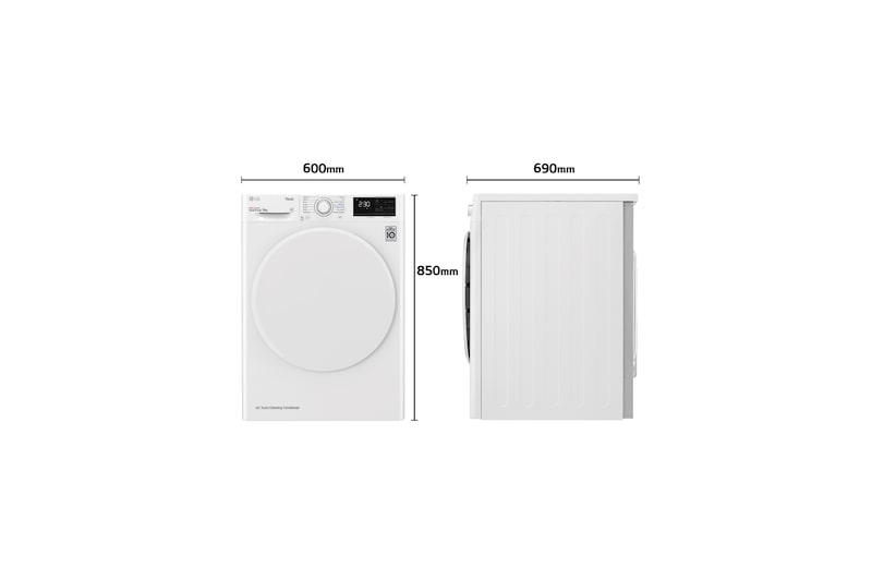LG Secadora con Bomba de calor Dual Inverter, 9kg A++, Blanca, Serie 5, RH90V3AV0N