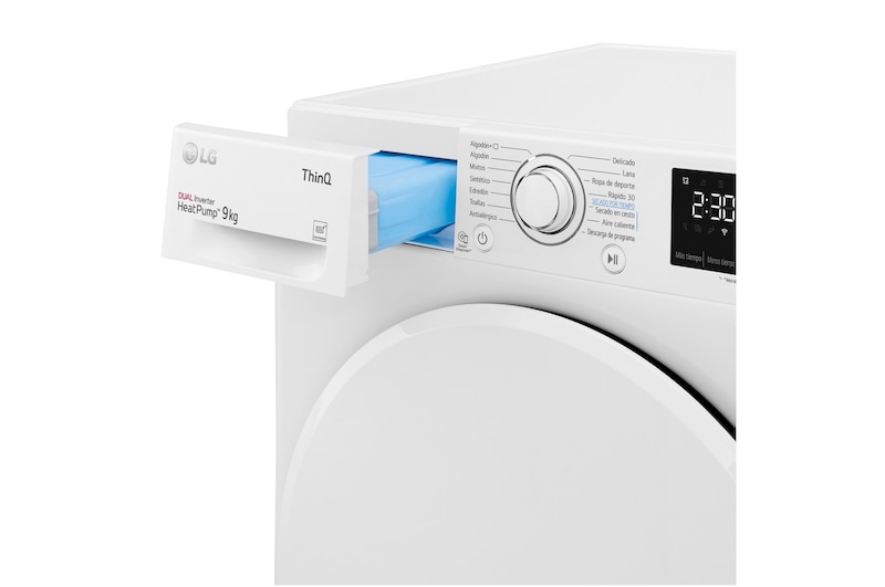 LG Secadora con Bomba de calor Dual Inverter, 9kg A++, Blanca, Serie 5, RH90V3AV0N