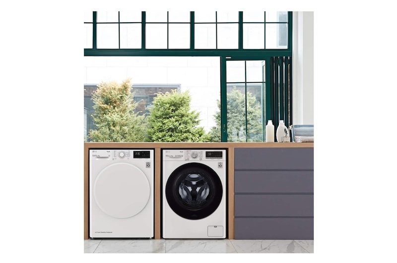 LG Secadora con Bomba de calor Dual Inverter, 9kg A++, Blanca, Serie 5, RH90V3AV0N