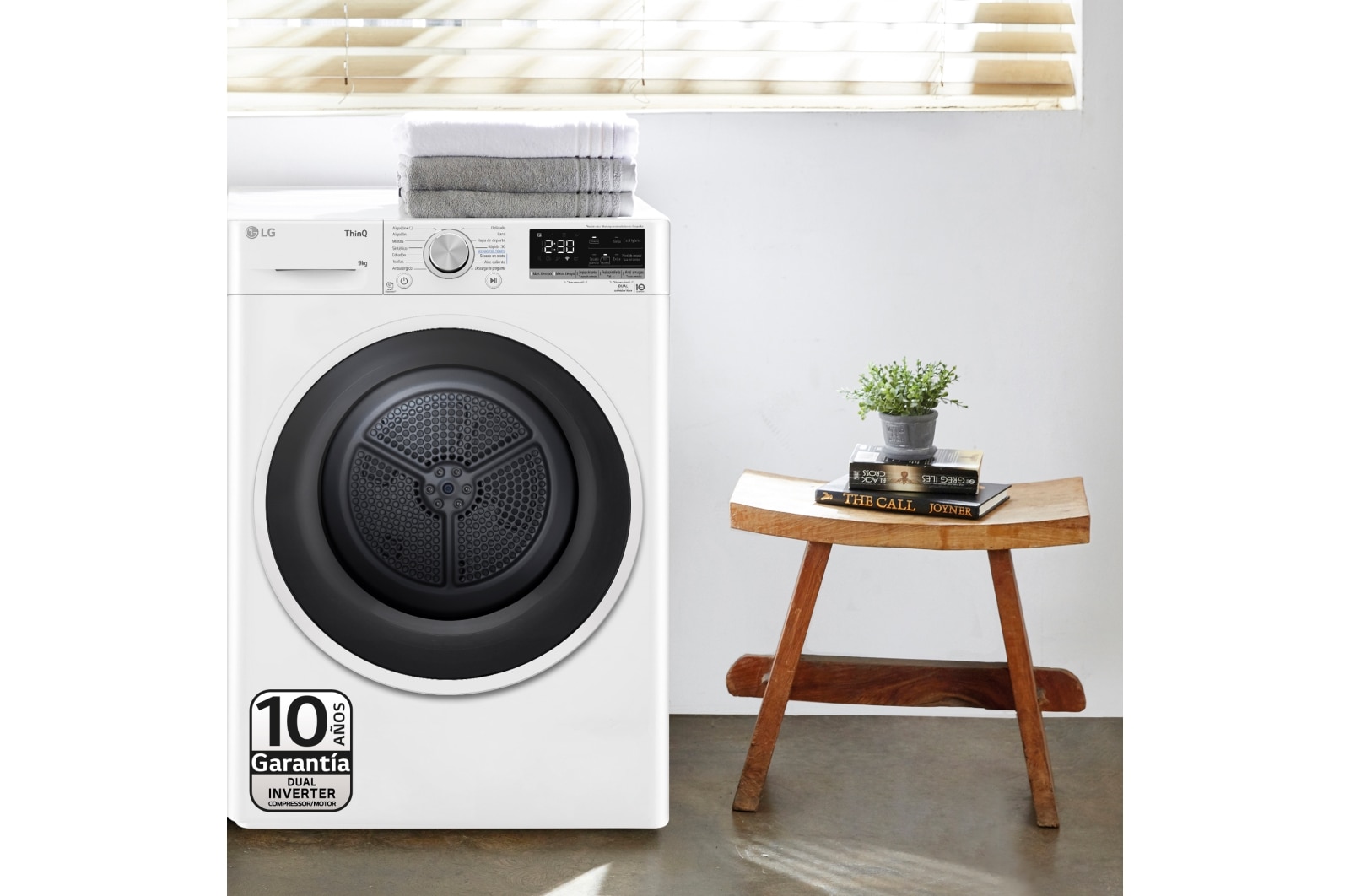 LG 9kg Dula Inverter Secadora con Bomba de Calor Blanca A++, RH90V5AV6N