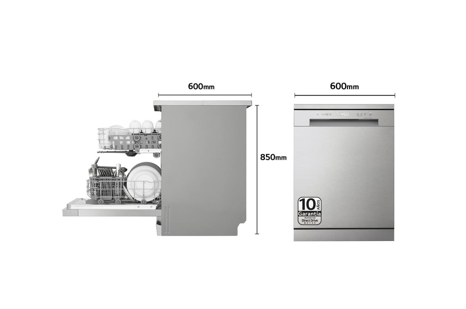 LG Outlet Lavavajillas LG QuadWash, Direct Drive, Inox antihuellas, D, DF141FV.OUTLET