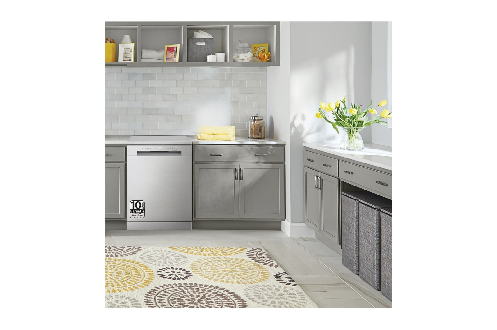LG Outlet Lavavajillas LG QuadWash, Direct Drive, Inox antihuellas, D, DF141FV.OUTLET