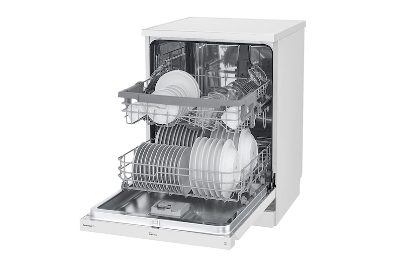 LG Lavavajillas LG QuadWash™, TrueSteam™,  Blanco, clasificación  E con lavado a vapor, DF222FWS