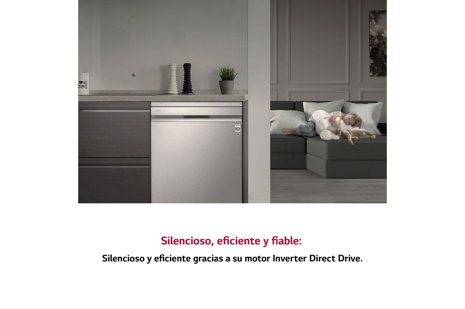 LG Lavavajillas LG QuadWash ™  , con lavado a vapor, Inox antihuellas, D, DF242FPS