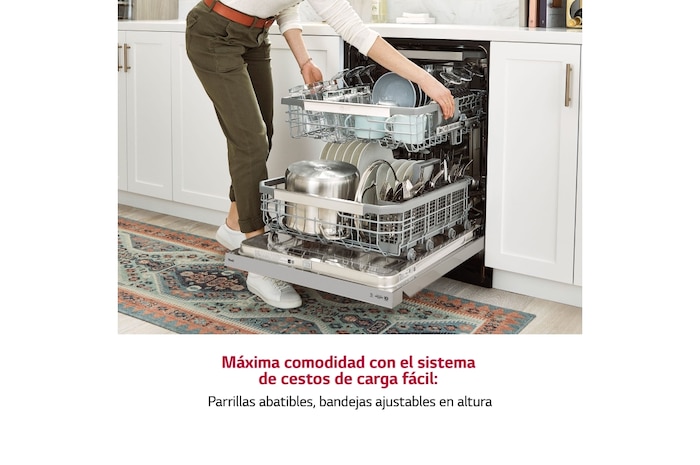 LG Outlet Lavavajillas LG QuadWash ™ , con lavado a vapor, Inox antihuellas, D, DF242FPS.OUTLET