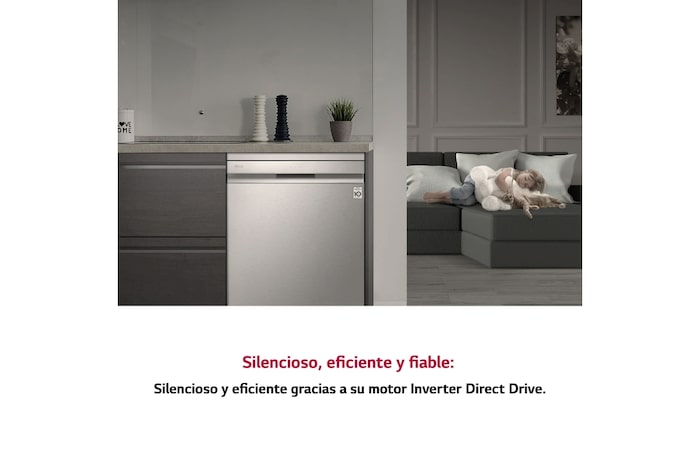 LG Outlet Lavavajillas LG QuadWash ™ , con lavado a vapor, Inox antihuellas, D, DF242FPS.OUTLET