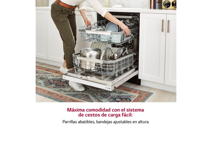 LG Outlet Lavavajillas LG QuadWash ™ , con lavado a vapor, Blanco, D, DF242FWS.OUTLET