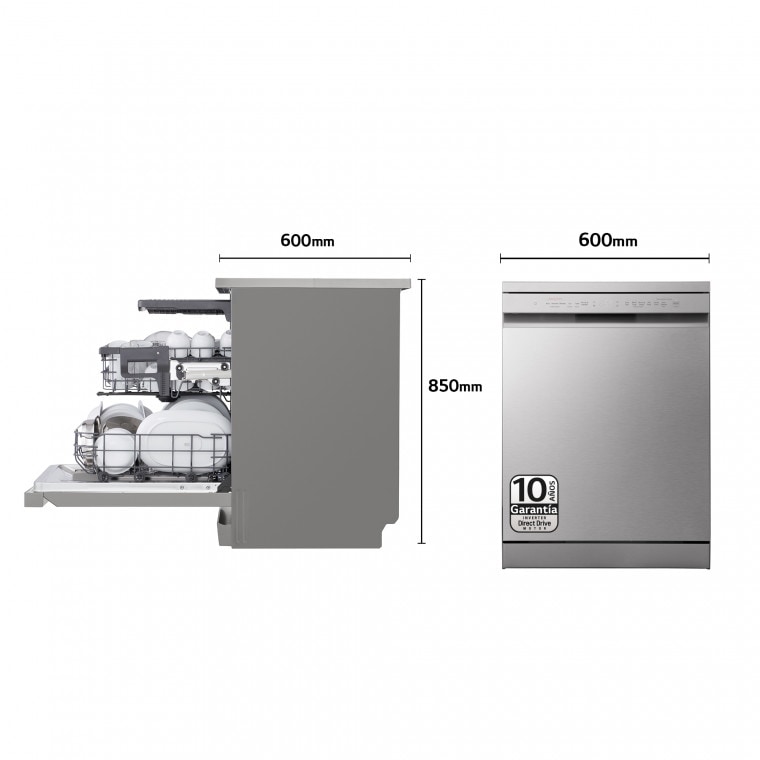 LG Lavavajillas LG QuadWash™, Inox Antihuellas, Tercera bandeja cubiertos, clasificación D, DF243FV.APYQEES