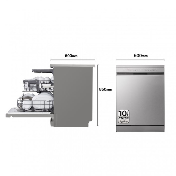 LG Lavavajillas LG QuadWash™, Inox Antihuellas, Tercera bandeja cubiertos, clasificación D, DF243FV.APYQEES