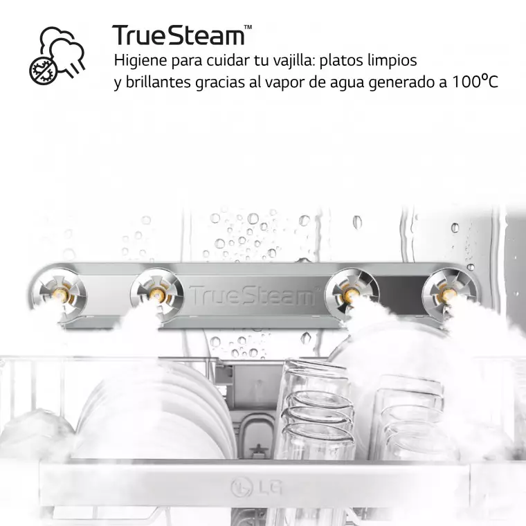 LG Lavavajillas LG QuadWash™, TrueSteam, Inox Antihuellas, clasificación D, tercera bandeja cubiertos, con lavado a vapor, DF243FVS.APYQEES
