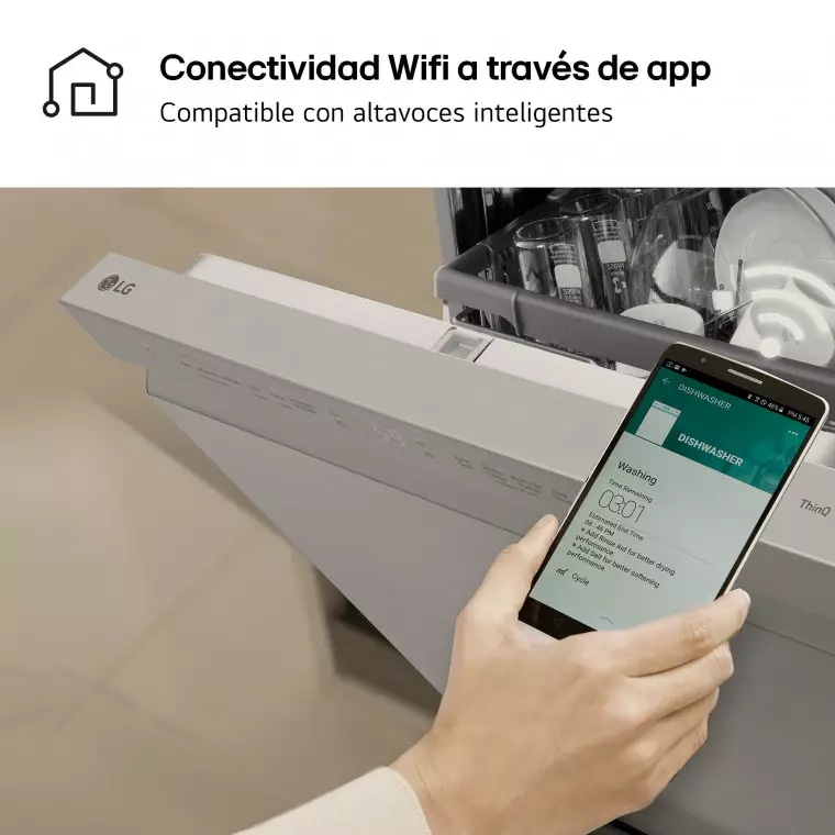 LG Lavavajillas LG QuadWash™, TrueSteam, Inox Antihuellas, clasificación D, tercera bandeja cubiertos, con lavado a vapor, DF243FVS.APYQEES
