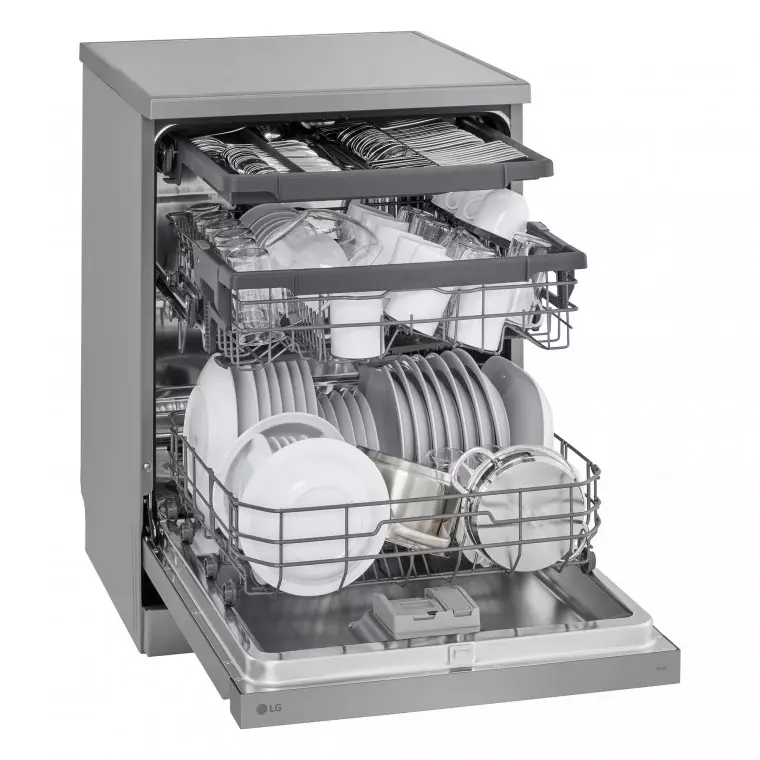 LG Lavavajillas LG QuadWash™, TrueSteam, Inox Antihuellas, clasificación D, tercera bandeja cubiertos, con lavado a vapor, DF243FVS.APYQEES