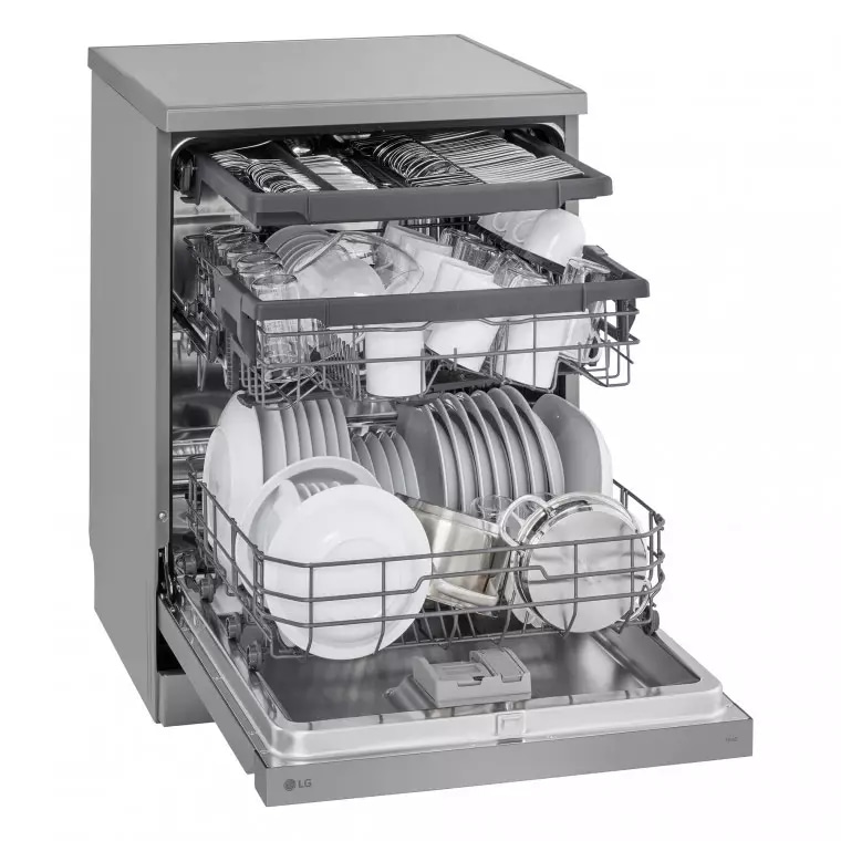 LG Lavavajillas LG QuadWash™, TrueSteam, Inox Antihuellas, clasificación D, tercera bandeja cubiertos, con lavado a vapor, DF243FVS.APYQEES