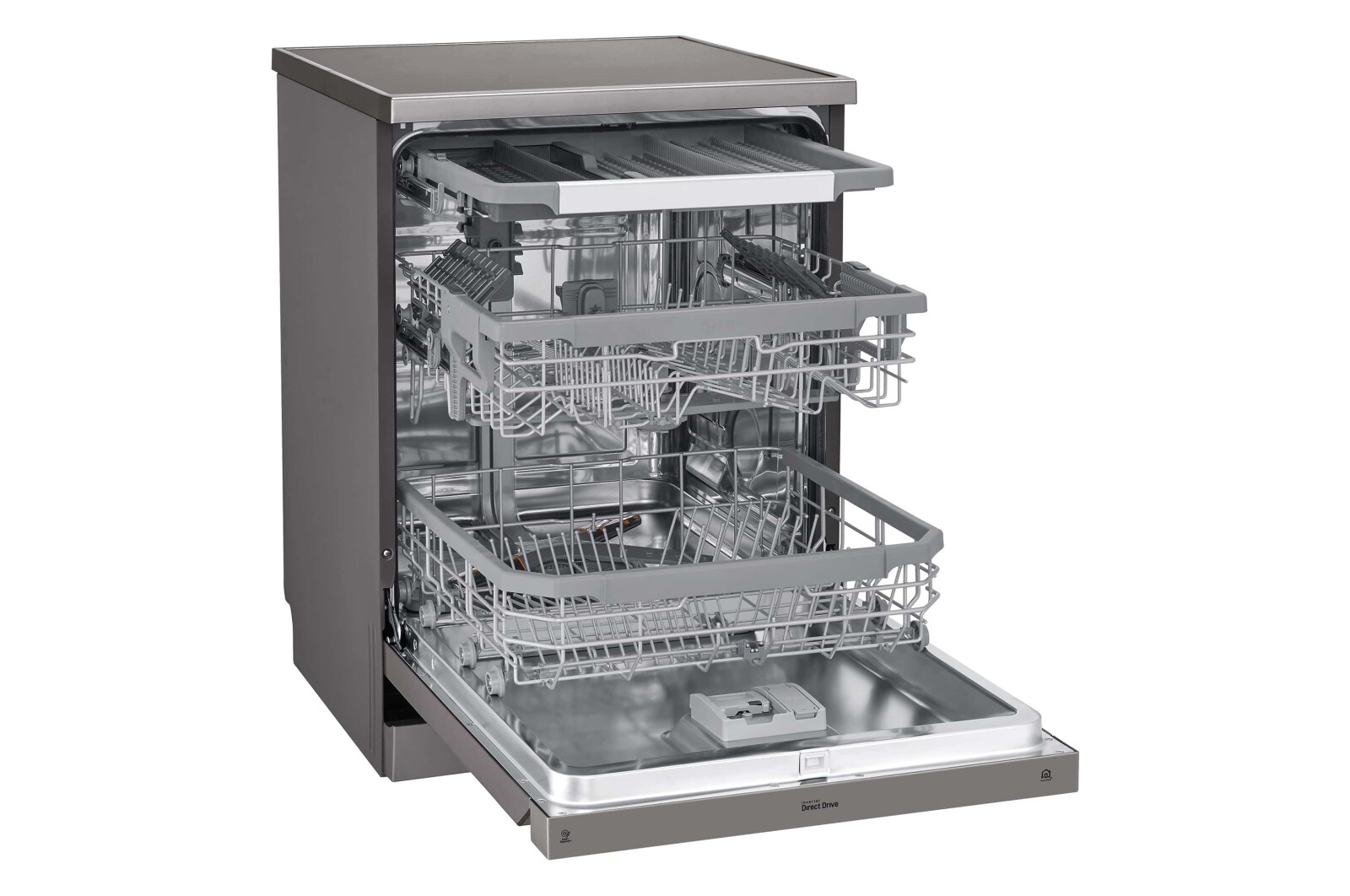 LG Lavavajillas LG QuadWash™, Inox antihuellas, clasificación E, y tercera bandeja , DF325FP