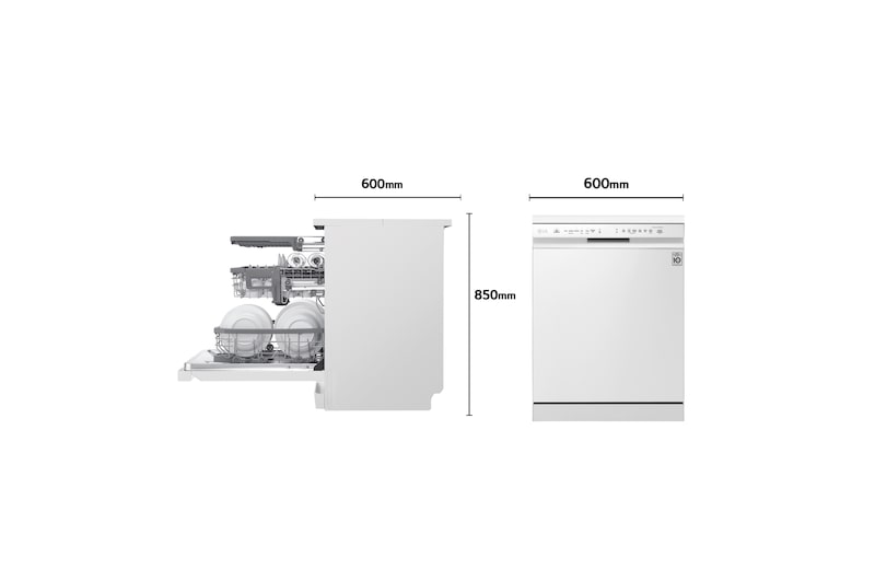 LG Lavavajillas LG QuadWash™, Blanco, clasificación E y tercera bandeja , DF325FW