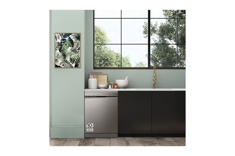 LG Lavavajillas Inox antihuellas con tecnología QuadWash™ , C, con tercera bandeja, DF355FP