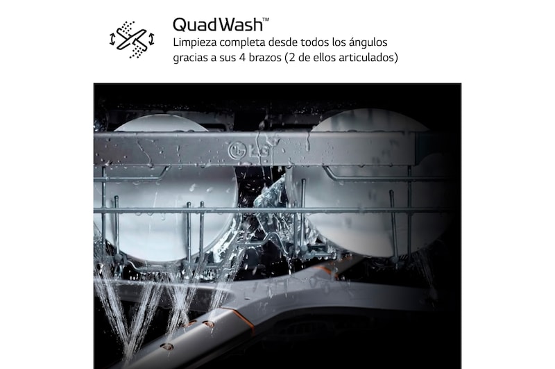 LG Lavavajillas Inox antihuellas con tecnología QuadWash™ , C, con tercera bandeja, DF355FP