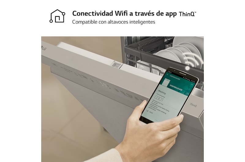LG Lavavajillas Inox antihuellas con tecnología QuadWash™ , C, con tercera bandeja, DF355FP