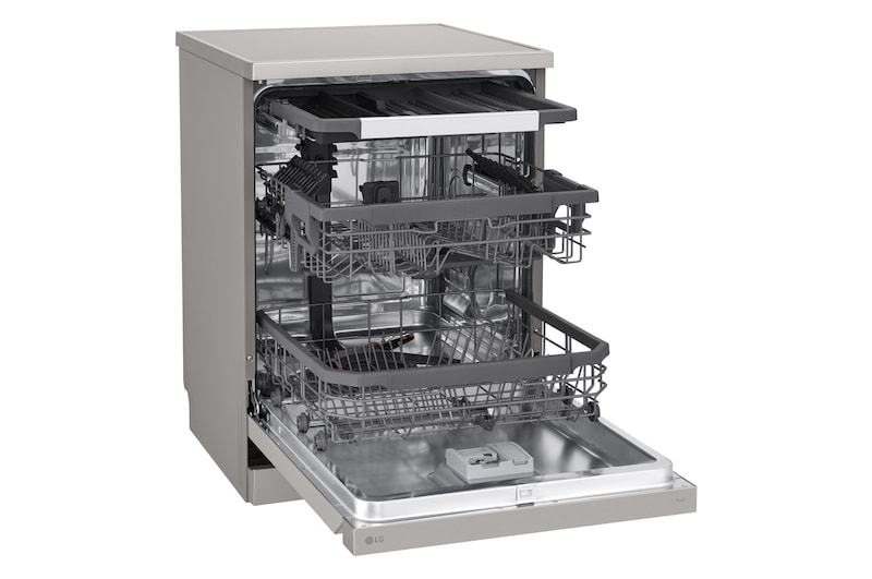 LG Lavavajillas Inox antihuellas con tecnología QuadWash™ , C, con tercera bandeja, DF355FP