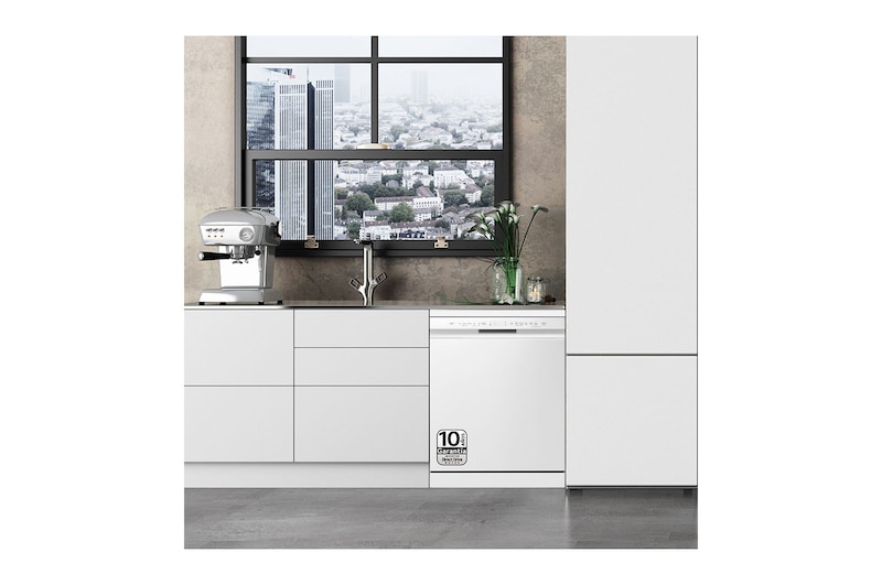 LG Lavavajillas blanco LG QuadWash<sup>TM</sup>, Direct Drive , C, con tercera bandeja, DF355FW