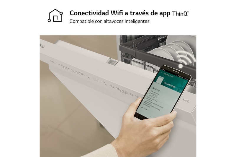 LG Lavavajillas blanco LG QuadWash<sup>TM</sup>, Direct Drive , C, con tercera bandeja, DF355FW