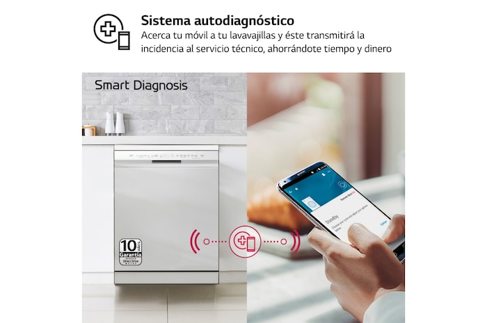 LG Lavavajillas blanco LG QuadWash<sup>TM</sup>, Direct Drive , C, con tercera bandeja, DF355FW