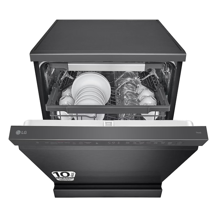 LG Lavavajillas LG QuadWashTM Steam, Acero negro grafito antihuellas, B, con lavado a vapor y tercera bandeja, DF365FMS.ABMQEES