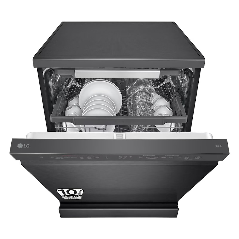 LG Lavavajillas LG QuadWashTM Steam, Acero negro grafito antihuellas, B, con lavado a vapor y tercera bandeja, DF365FMS.ABMQEES