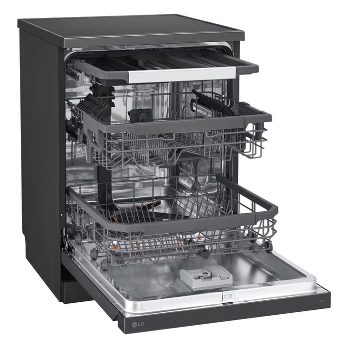 LG Lavavajillas LG QuadWashTM Steam, Acero negro grafito antihuellas, B, con lavado a vapor y tercera bandeja, DF365FMS.ABMQEES