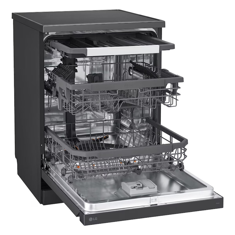 LG Lavavajillas LG QuadWashTM Steam, Acero negro grafito antihuellas, B, con lavado a vapor y tercera bandeja, DF365FMS.ABMQEES