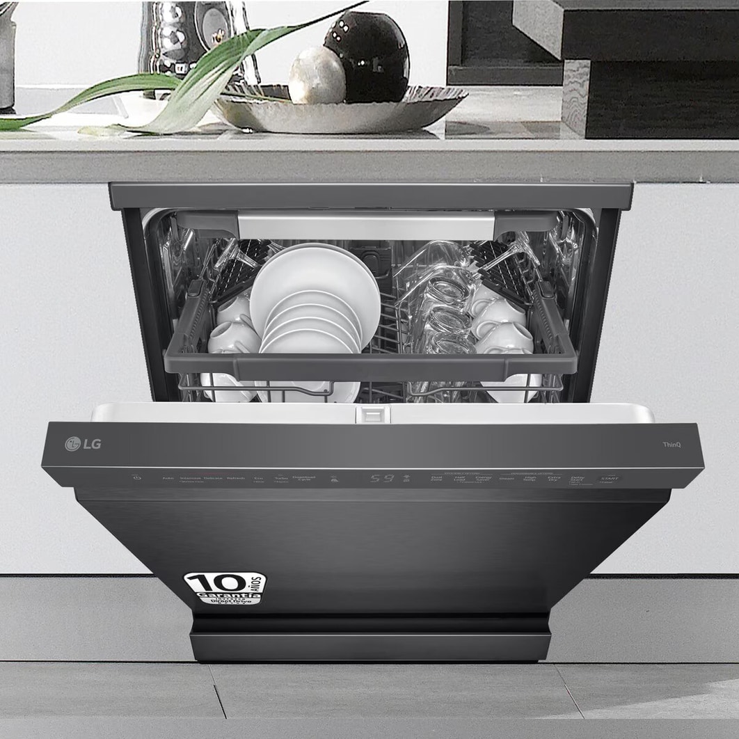 LG Lavavajillas LG QuadWashTM Steam, Acero negro grafito antihuellas, B, con lavado a vapor y tercera bandeja, DF365FMS.ABMQEES