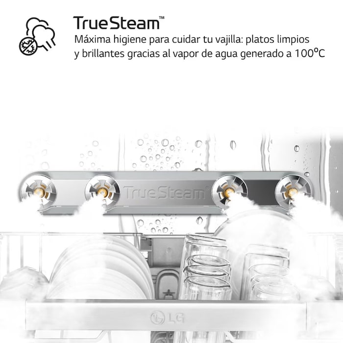 LG Lavavajillas LG QuadWashTM Steam, Acero negro grafito antihuellas, B, con lavado a vapor y tercera bandeja, DF365FMS.ABMQEES