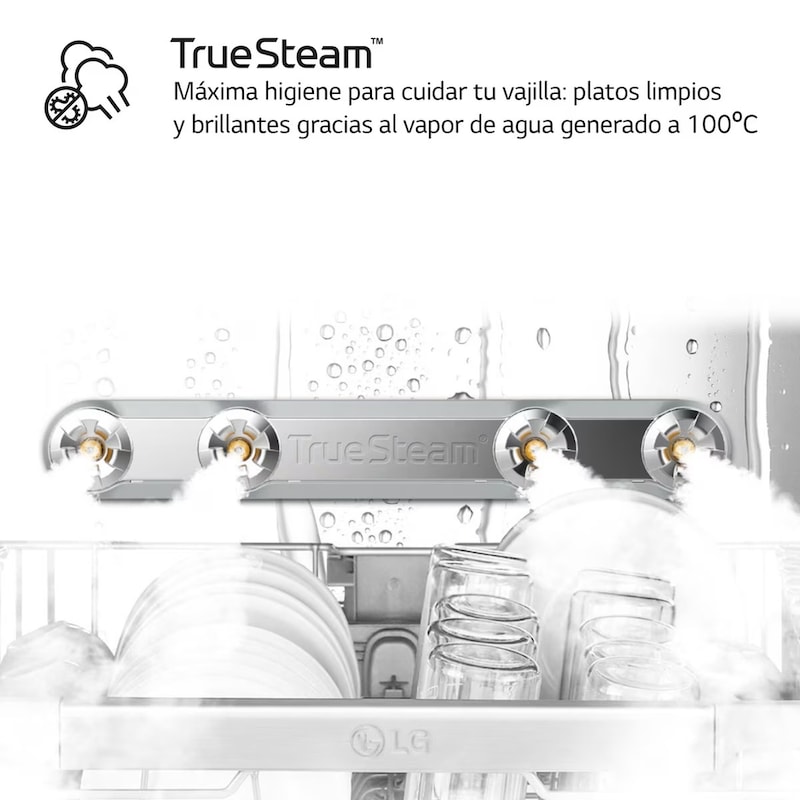 LG Lavavajillas LG QuadWashTM Steam, Acero negro grafito antihuellas, B, con lavado a vapor y tercera bandeja, DF365FMS.ABMQEES
