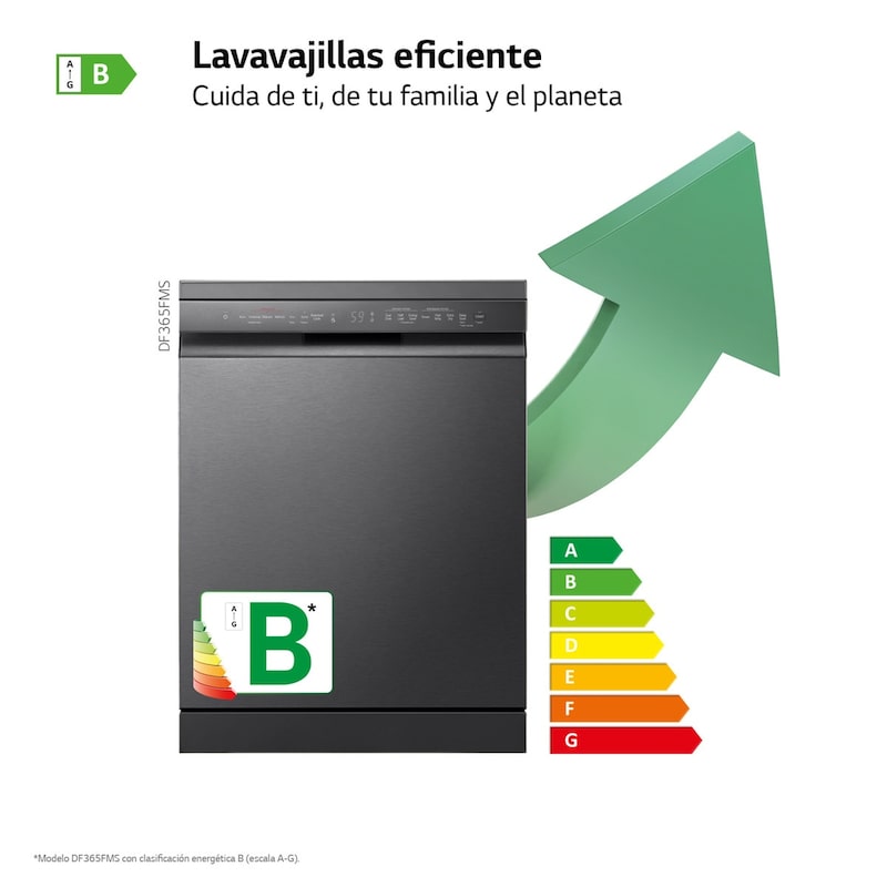 LG Lavavajillas LG QuadWashTM Steam, Acero negro grafito antihuellas, B, con lavado a vapor y tercera bandeja, DF365FMS.ABMQEES
